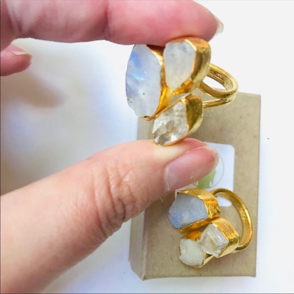 💕Last One💕 Opal, Rainbow Moonstone, Quartz Ring - Picture 6 of 7